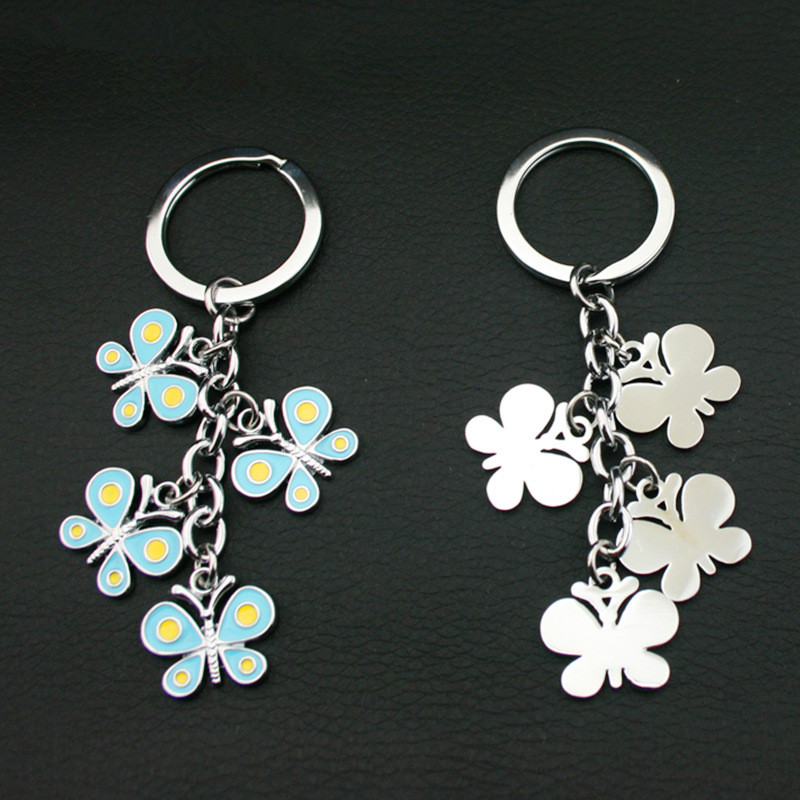 Предоставление Брелок в виде бабочки Индивидуальные украшения из цепочки для ключей из цинкового сплава для мужских или женских сумок
